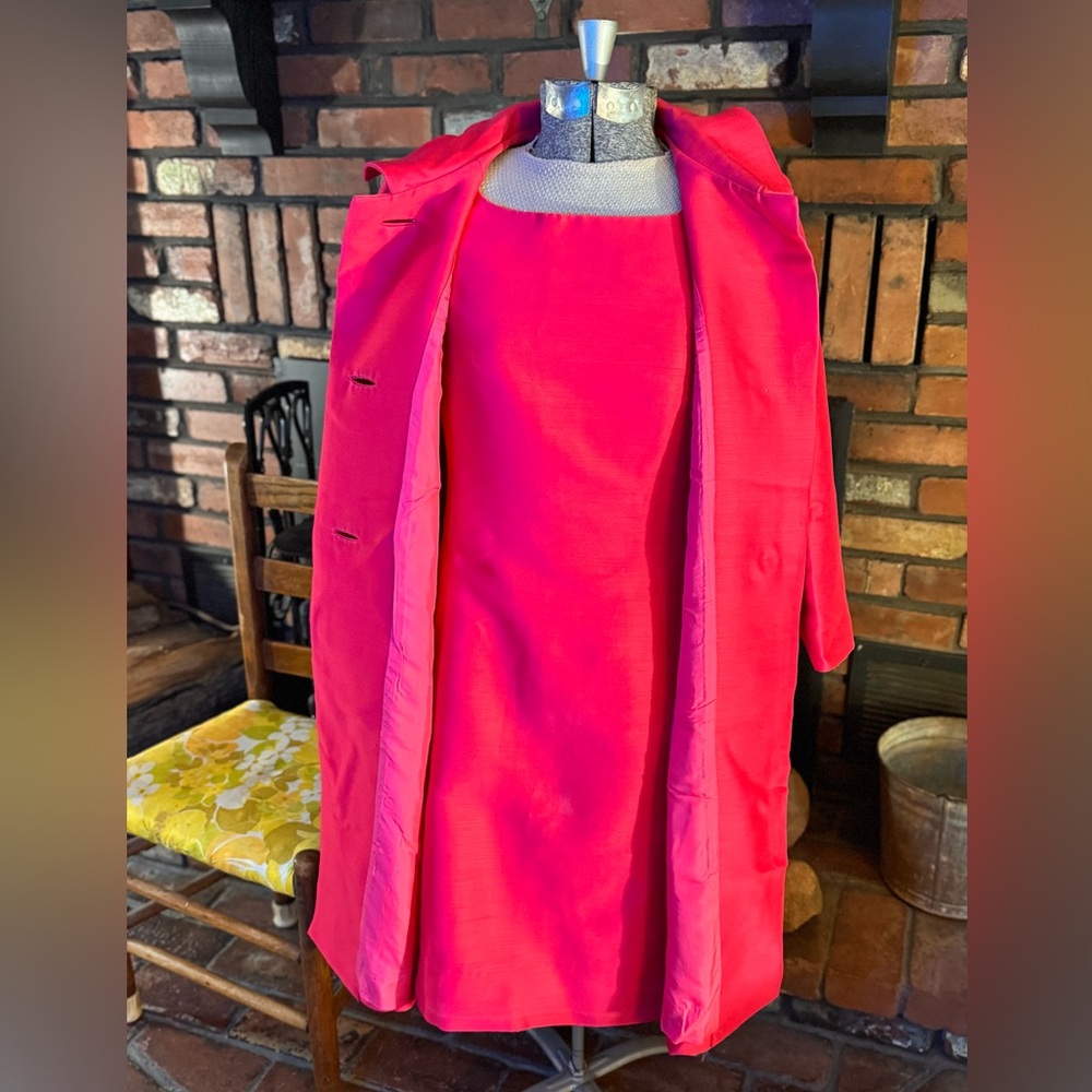 Vintage 1960’s Stanley Nelson of California Vibrant Pink Dress and Coat Set